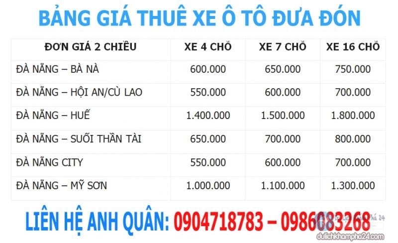 xe du lịch Đà Nẵng