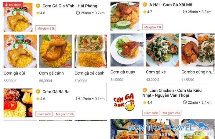 Đặt cơm gà online tại các app 