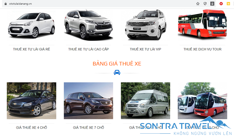 Bảng giá dịch vụ cho thuê xe ô tô du lịch tại Đà Nẵng
